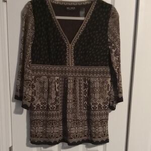 Axcess Black and Brown Patterned Blouse
